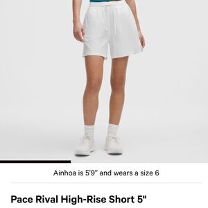 White lululemon size L high rise 5 inch shorts